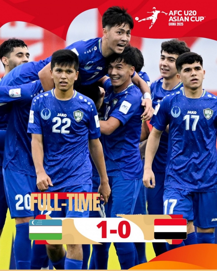  U20亞洲杯-烏茲別克斯坦1-0擊敗也門，奧林博耶夫頭球制勝