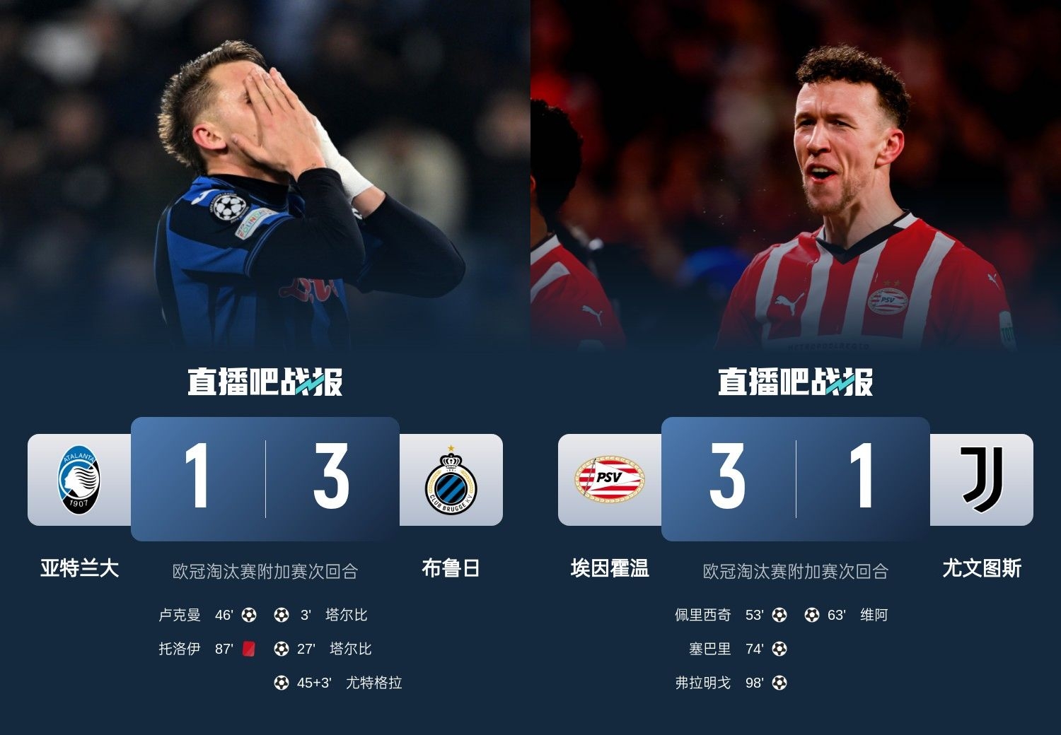  真是意甲拉垮？PSV淘汰尤文后3連敗，布魯日爆冷真藍(lán)黑后1勝難求