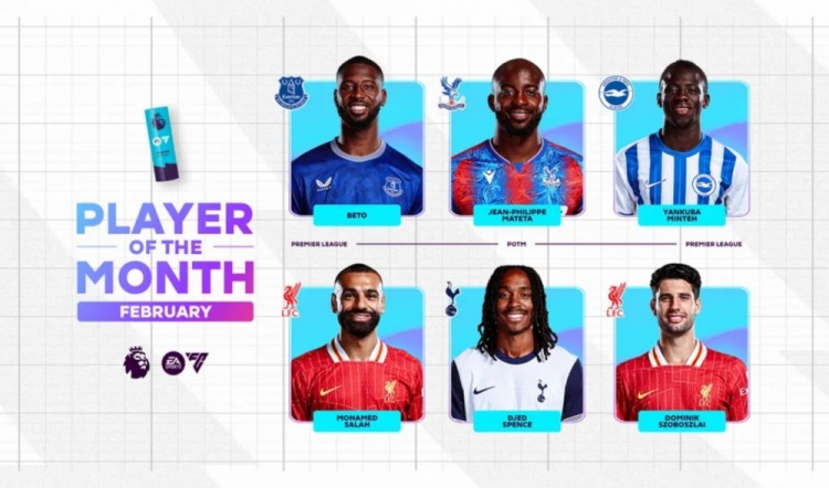  英超2月最佳候選：貝托、馬特塔、明特、薩拉赫、斯賓塞、索博