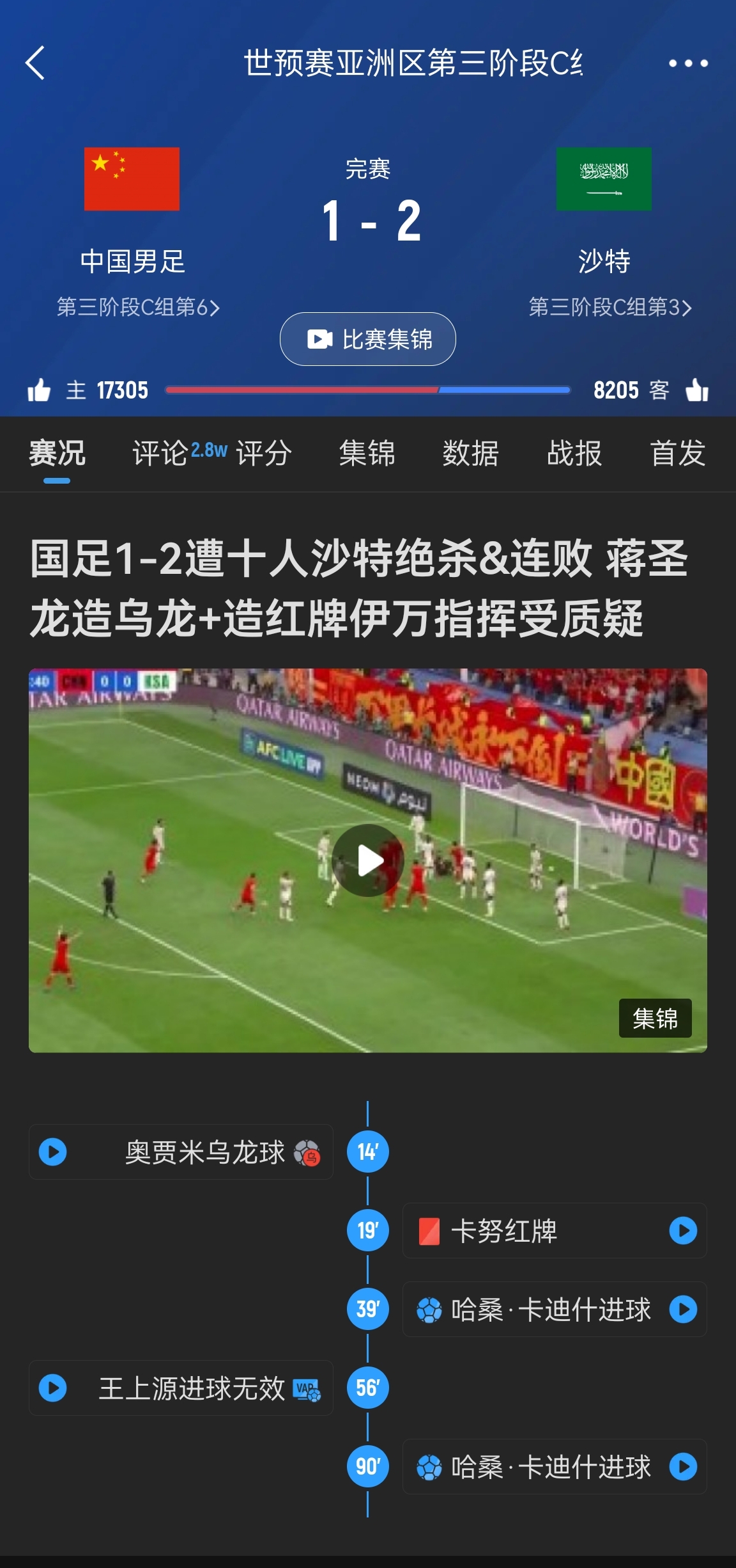  今天什么劇本？首戰(zhàn)沙特也是半場紅牌+蔣光太傷退，最后國足被翻