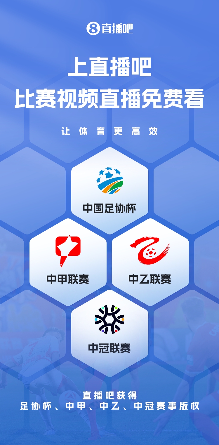  官宣！直播吧獲足協(xié)杯、中甲、中乙、中冠賽事版權(quán)，免費視頻直播